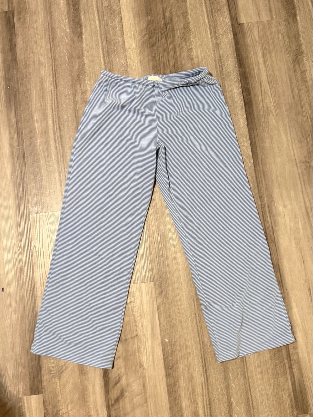 Women’s Light Blue Striped Pajama Pants - Soft Lounge Trousers